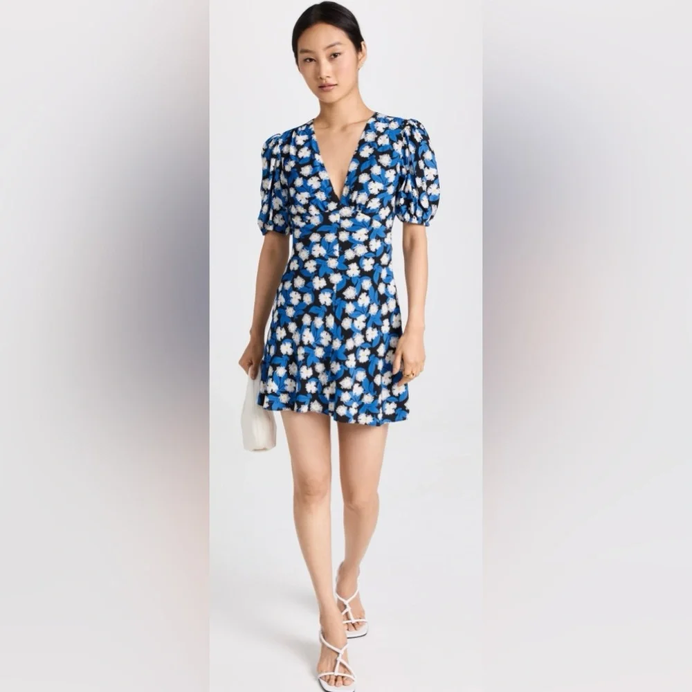 🆕🔖 Staud ✨ Mini Milla Dress ✨White Acid Floral Print ✨ Size 14 ✨ NWT!! - Picture 2 of 14